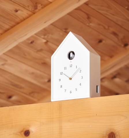 日本 Lemnos Birdhouse 布穀鳥報時鐘  （原木/ 白）